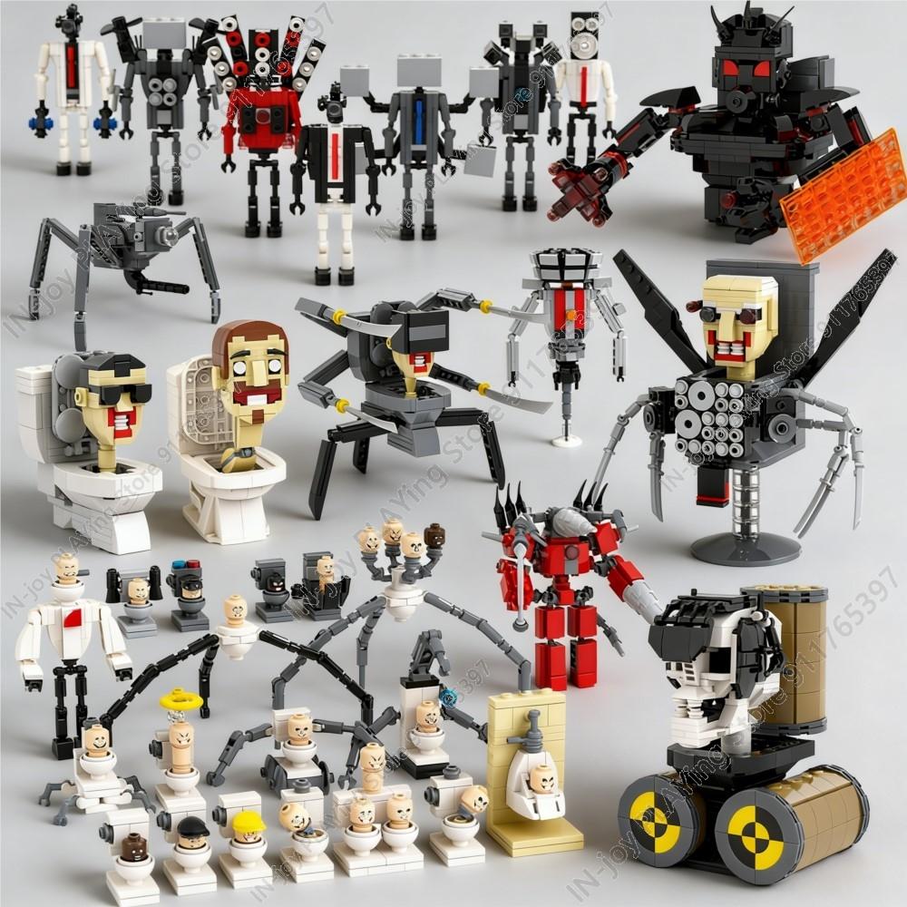 MOOXI Set di Figure Skibidi Toilet Man TvMan Cameraman Speakerman Blocchi da Costruzione Modello MOC Mattoncini Giocattoli per Adulti Bambini Regalo di Compleanno