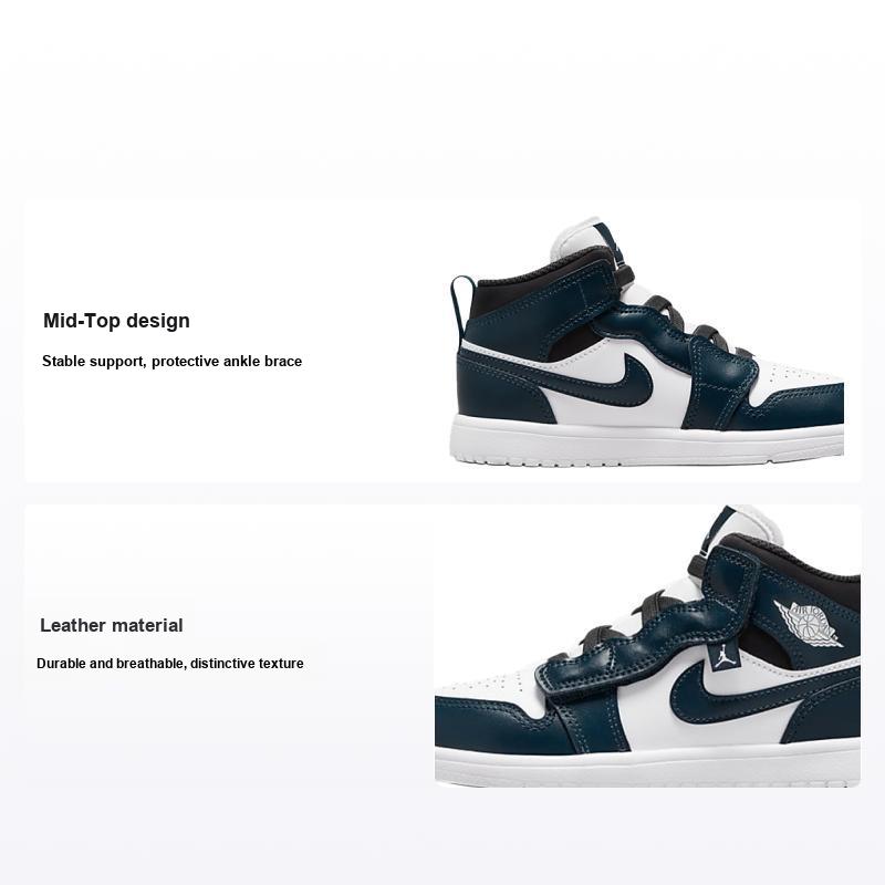 Air Jordan 1 Mid PS Armory Navy Kids Sneakers Blue Black White AR6351-411