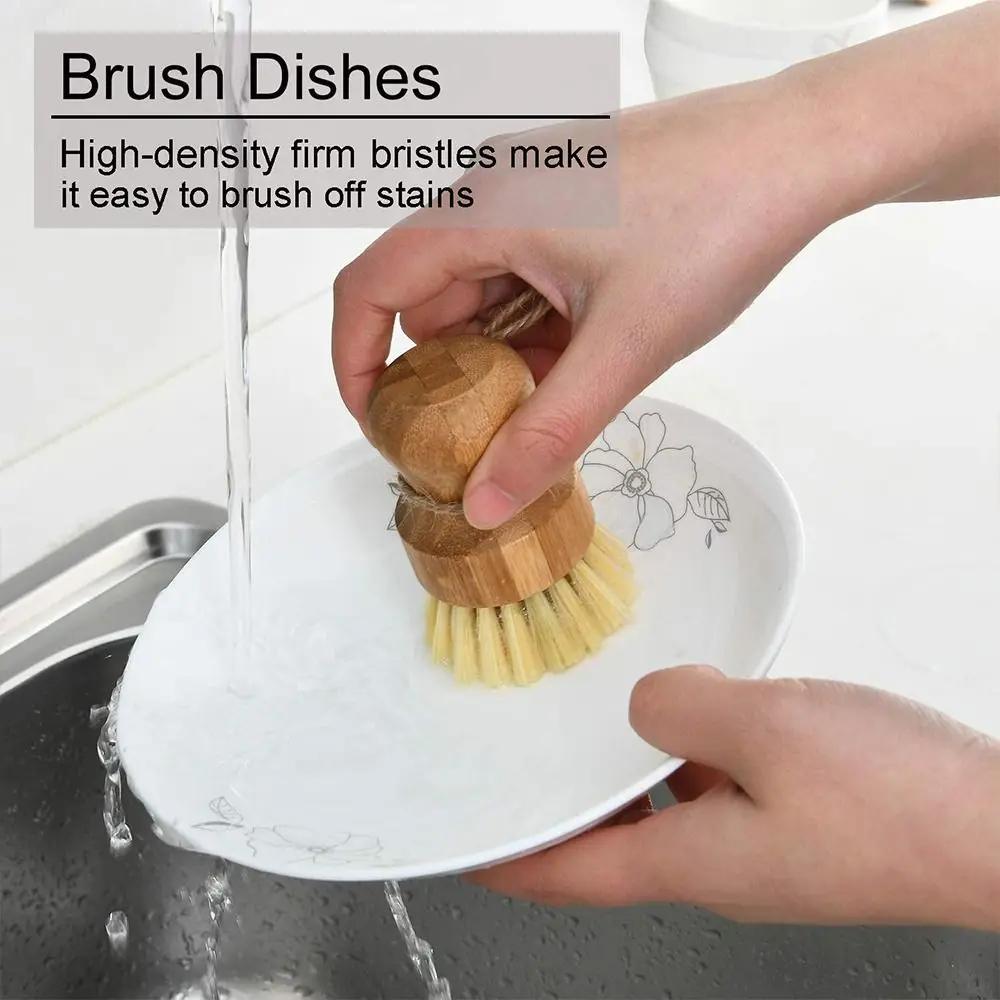 1pcs Kitchen Cleaning Brush Wooden Dish Brush with Natural Sisal and Coconut Durable Portable Eco Friendly Zero Waste
