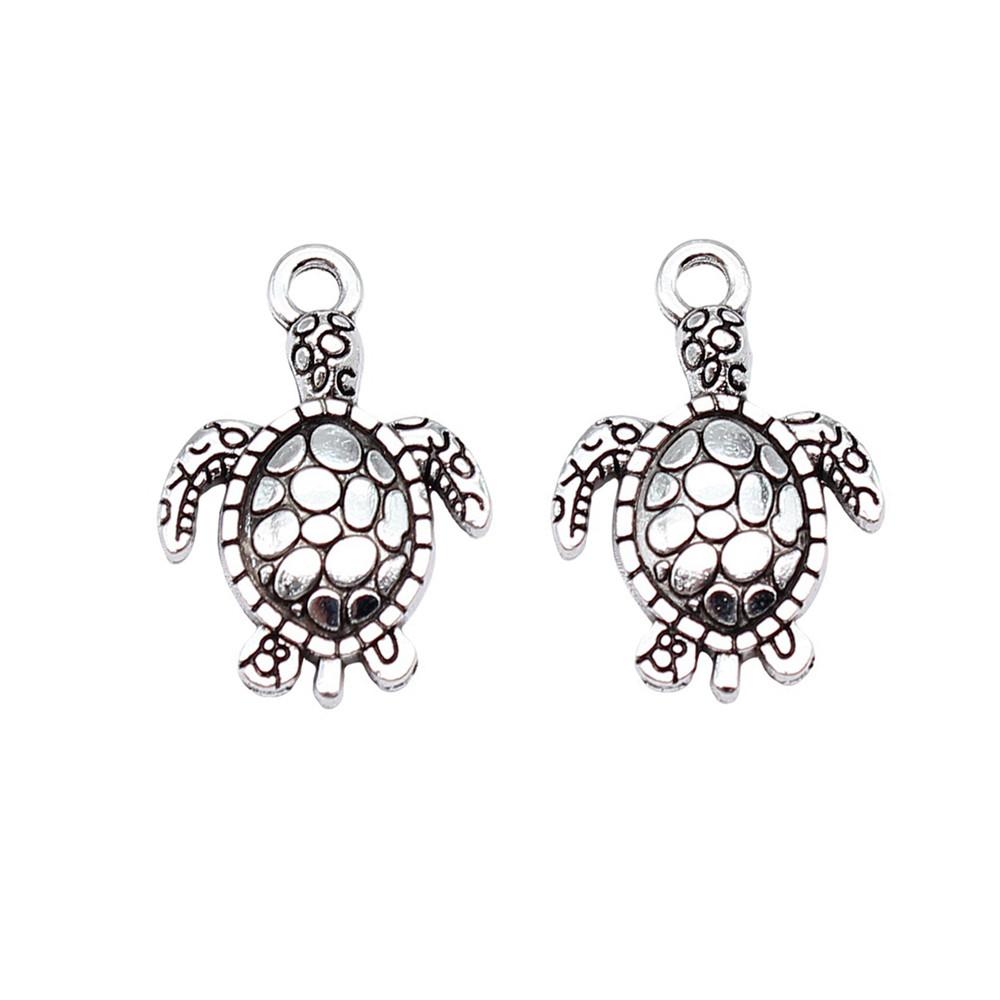 Turtle Charms Antique Bronze Silver Pendants For Animal Themed Jewelry Making