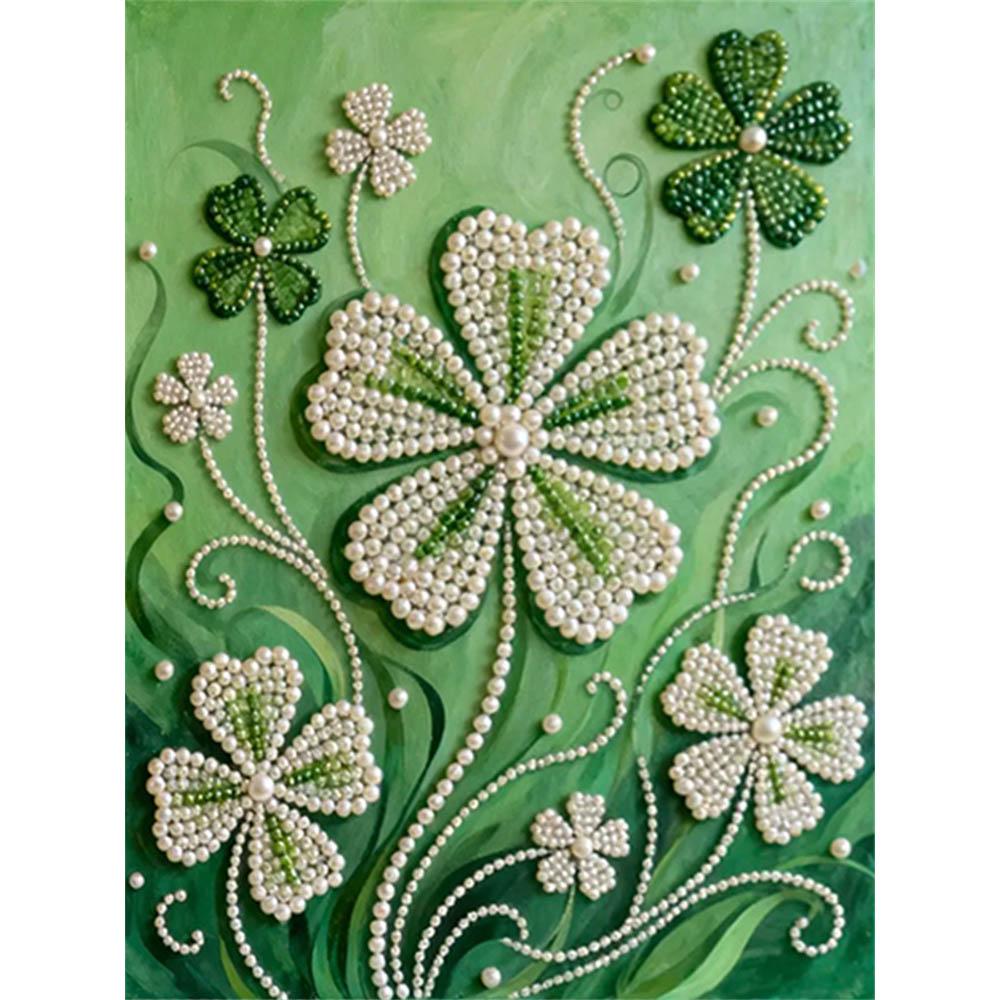 

Crystal Pearl Painting 5D DIY Frame Decoration Painting Clover Home Wall Decoration Transparent Pearl Gemstone Painting Picture Art Crafts 35x45cm