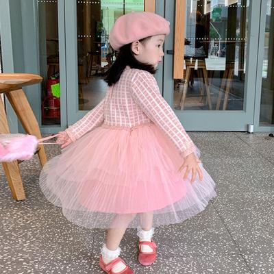 Spring Autumn Children's Clothing 1 To 6 Years Old Baby Girl Knitted Pink Fluffy Gauze Dress for Kids' Elegant Dresses