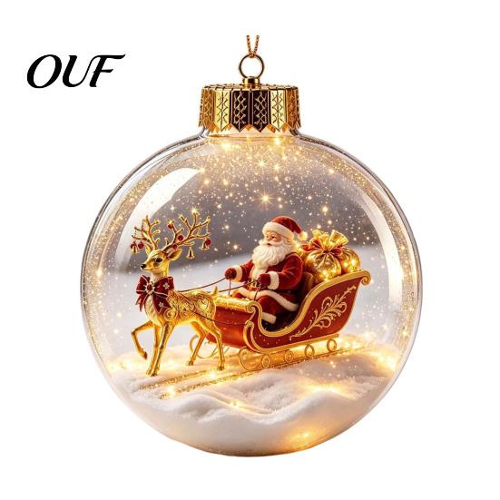 Christmas Party Supplies Favors Glowing Ball Ornaments, 3D LED Lighted Acrylic Hanging Light-up Holiday Keepsakes Balls for Tree Mantel Window,