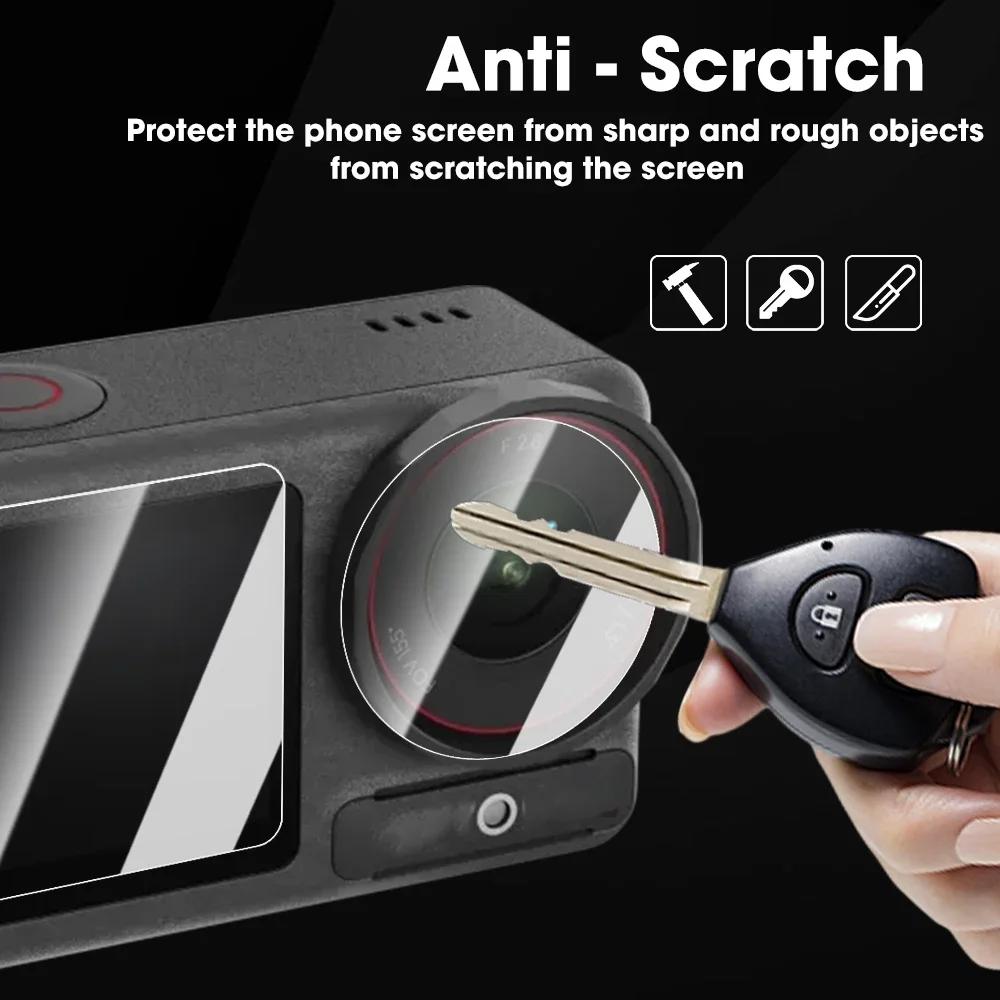 Tempered Glass Camera Screen Protectors for DJI Osmo Action 3 4 5 Pro Lens Cover 9H Full Coverage Anti-scratch Protective Films