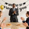 We Are So Proud of You Banner – Black Glitter Graduation Decorations 2025, Pre-Strung Congrats Grad Banner for College, High School, Senior Party,