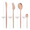 24Pcs Rose Gold Dinnerware Set Stainless Steel Steak Knife Fork Coffee Spoon Teaspoon Flatware Dishwasher Safe Kitchen Tableware