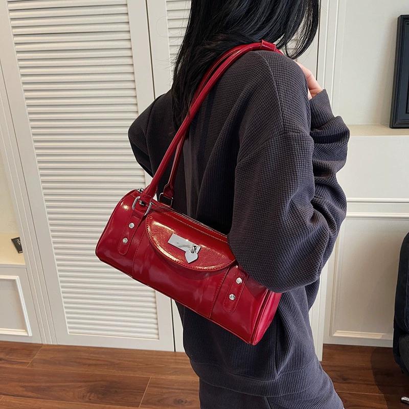 Urban Minimalist Bowling Handbag Women's Commuter Shoulder Crossbody Bag Stylish Chic Summer 2026 Synthetic Leather Pillow Bags