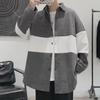 Hong Kong Style Men's Trendy Woolen Coat: Spring, Autumn & Winter Knit Sweater Jacket, Black & White Splicing, Loose Fit, Versatile & Handsome Design