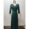 Abito da sera da donna in chiffon con scollo a V profondo, manica lunga, linea ad A, patchwork di paillettes