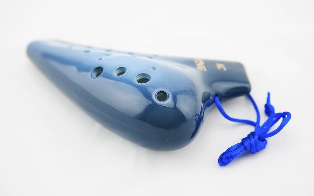 TNG Okarina Musikinstrument AC Mehrere Löcher Griffweise Okarina Keramikflöte Röhre Spielen Glasierte Oberfläche Blau [Doppel/Alt/Blau] Hochwertiger C-Ton