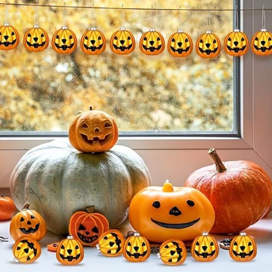 12Pcs Pumpkin Pendants Halloween Tree Decorations Waterproof Easy to Install Outdoor Indoor Reusable Hanging Ornaments