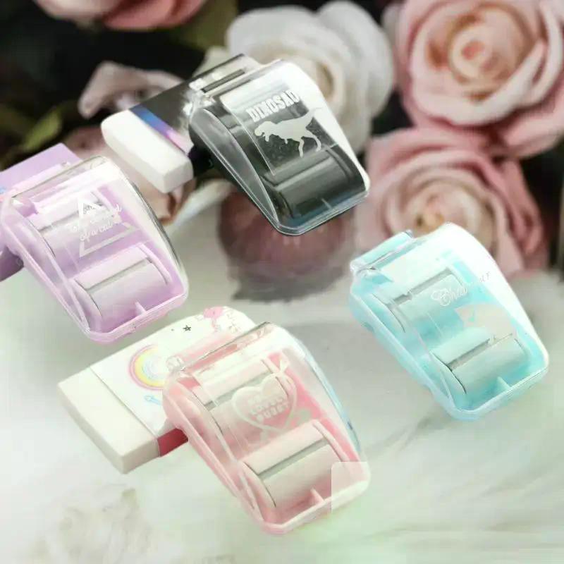 1 Piece Cute Eraser Manual Desktop Sweeper Mini Eraser Crumb Collectors Portable Desktop Vacuum Cleaner Students Gif
