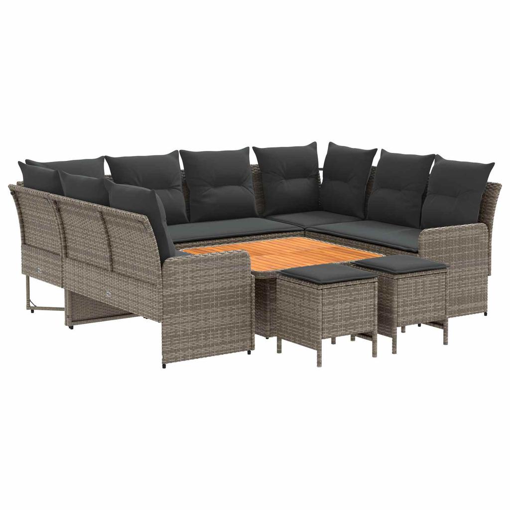 8 Piece Furniture Set with Cushions In Gray and Dark Gray PE Rattan