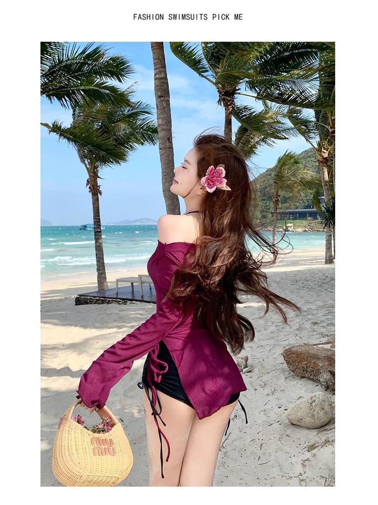 Korejská špičková konzervativní zeštíhlující třídílná sada plavek