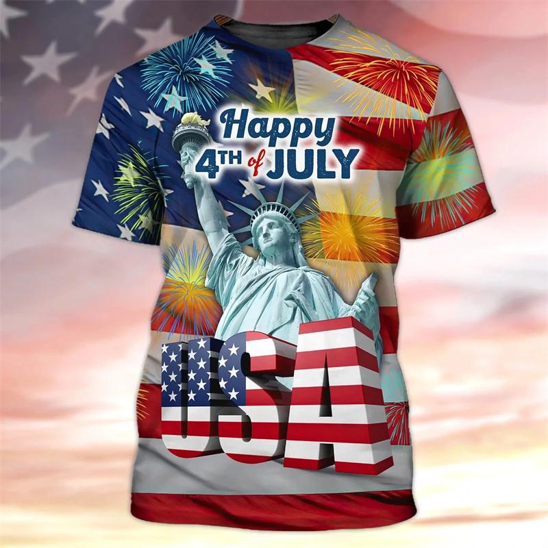USA Flag Graphic T-Shirt Men Women Independence Day XXS