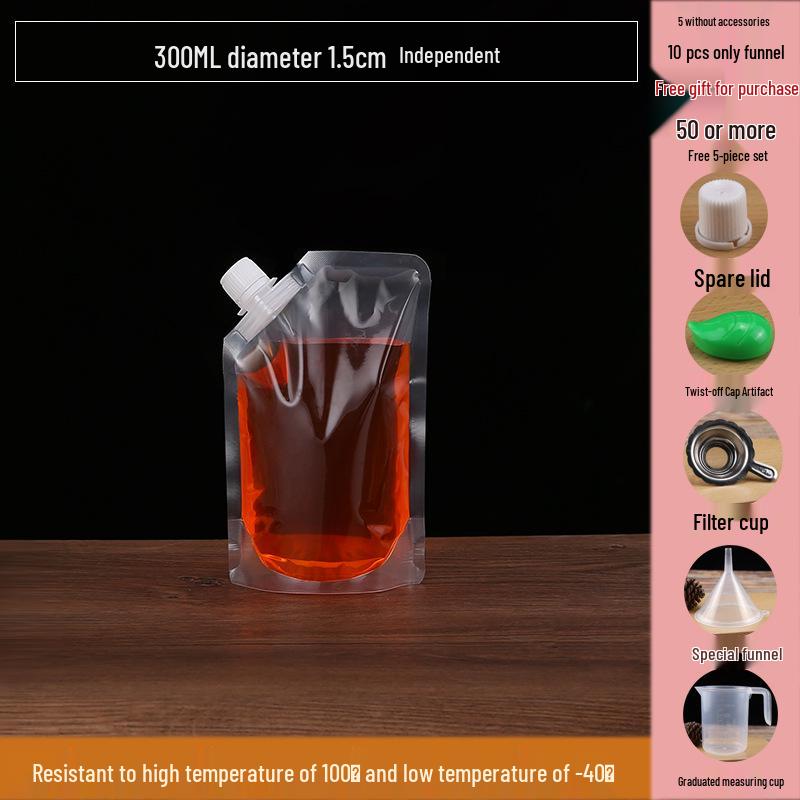 Disposable Transparent Spout Bag for Soy Milk, Chinese Medicine, Soup, or Beverages - Self-Standing and Convenient for Takeaway