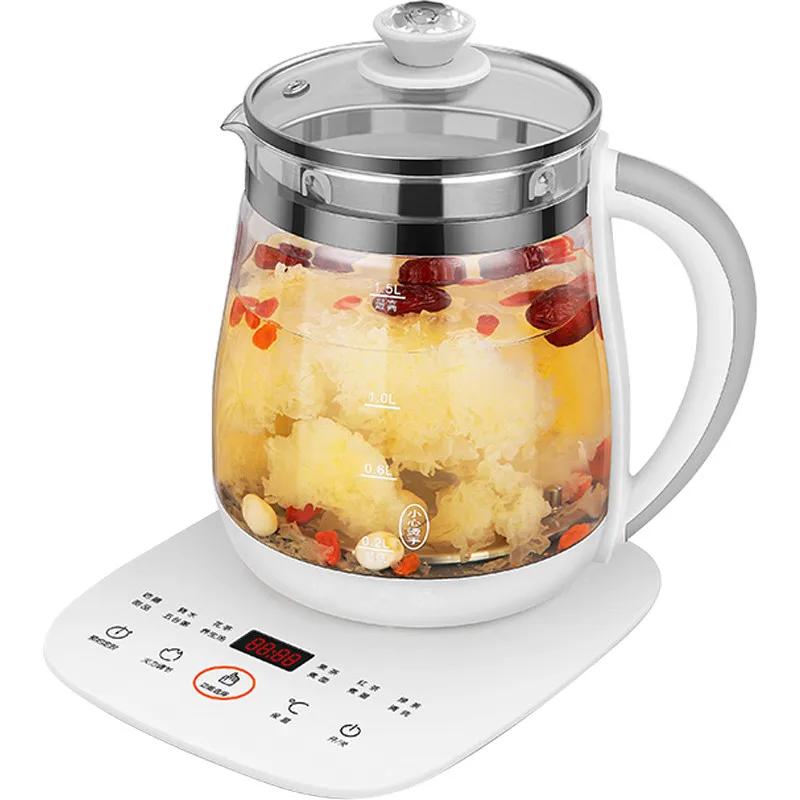 220V 1.5L Home Electric Kettle Glass Health Preserving Pot Multi Cooker Portable Mini Household Cooking Pot Machine