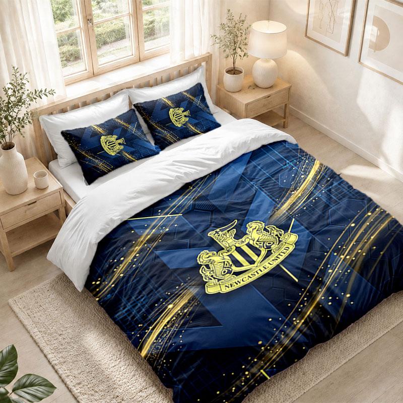 Bettwäsche-Set 1 Bettbezug 2 Kissenbezüge Newcastle United Fußball-Print Schlafzimmer Heimdekoration