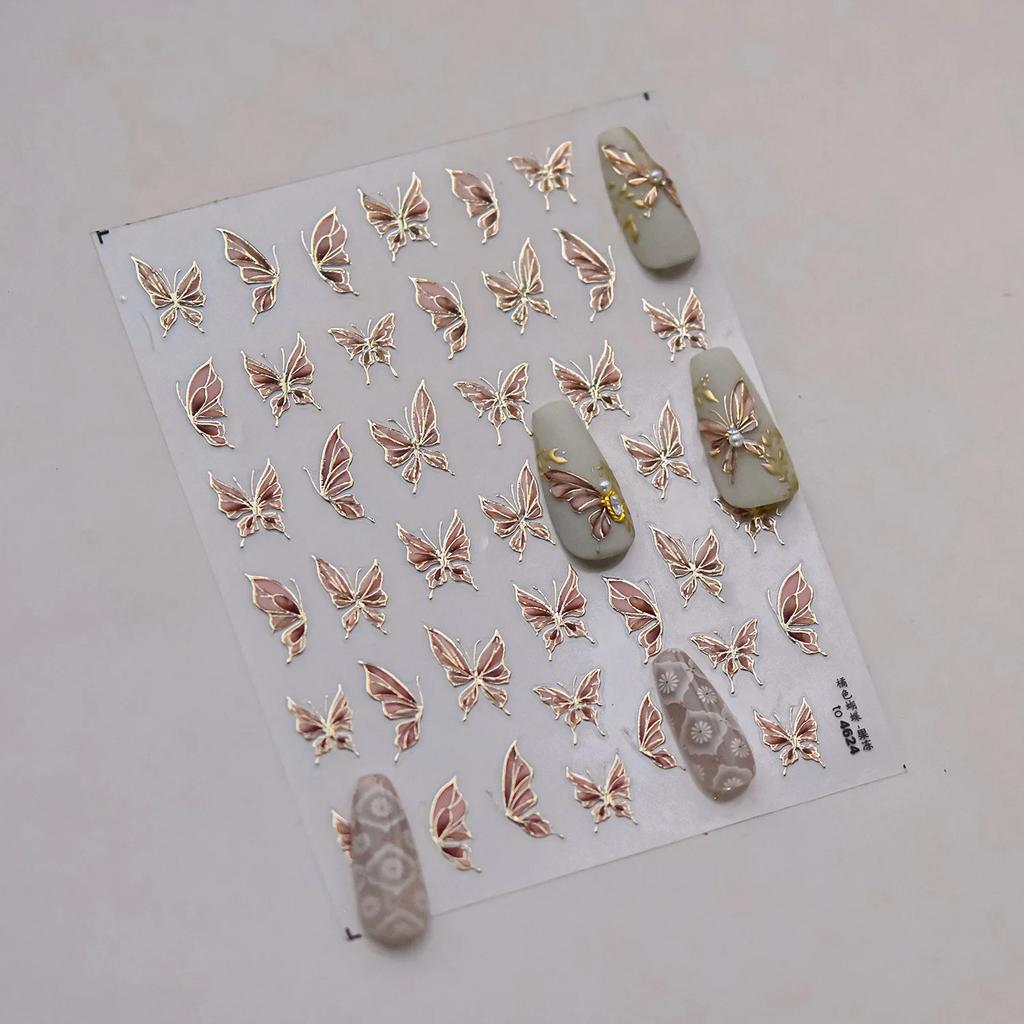 Jelly Butterfly 5D Nail Art Sticker Rhinestone Crystal Charming Shiny Insect Animals DIY Self Adhesive Decoration Manicure Decal