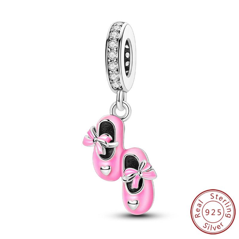 S Charm Bead Genuine Copper Bow Ballet Shoes Perfume Bottle Charm Decorations Suitable For Authentic Pendant Piece Bracelets Women Jewelry Creation