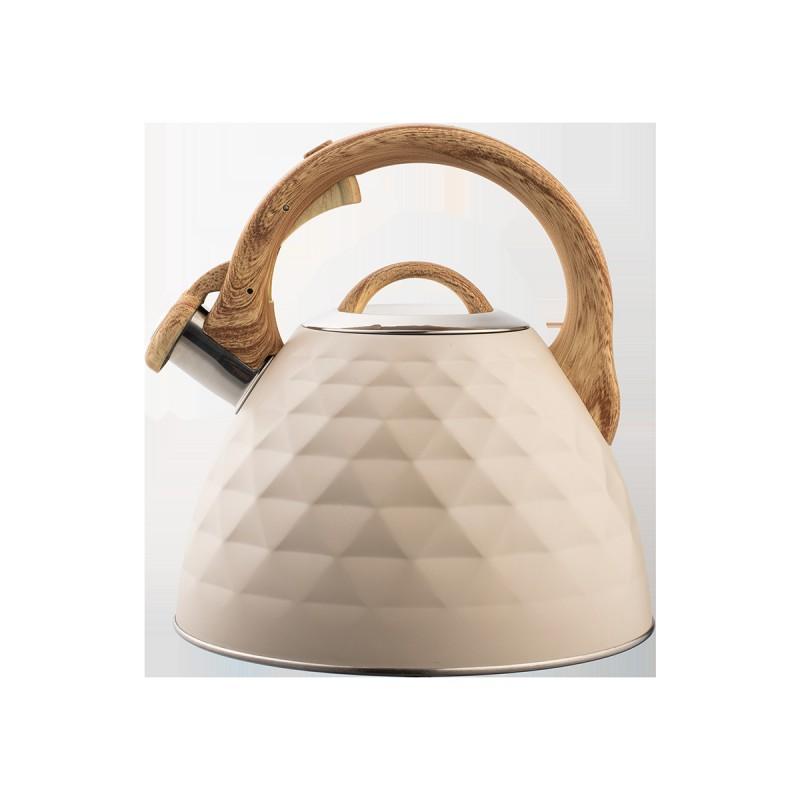 3L Stainless Steel Whistling Kettle Modern Minimalist Home Water Boiler With Hammered Finish