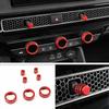 Car Dashboard Console Knob Red Trim Cover 7pcs For Honda Civic