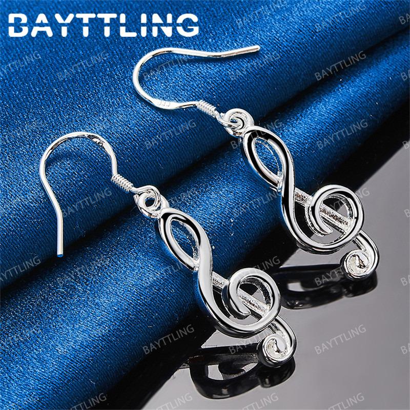 Luxurious 925 Sterling Silver Fine Note Earrings for Women Fashion Wedding Gift Accessories Jewelry