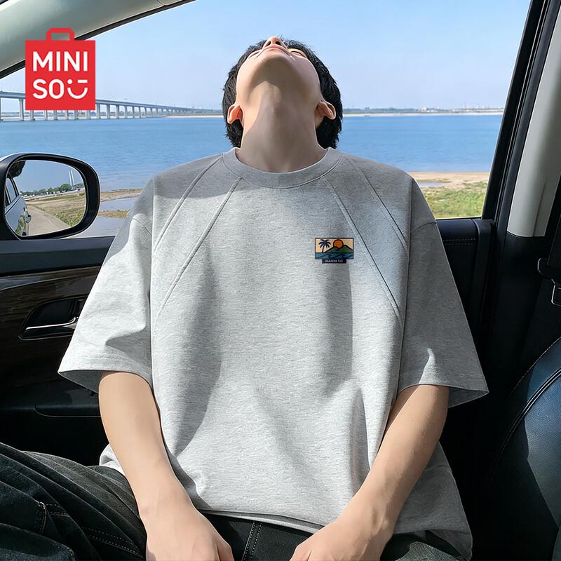 MINISO Men s Deconstructed Street Style Loose Fit Short Sleeve T-Shirt 2XL