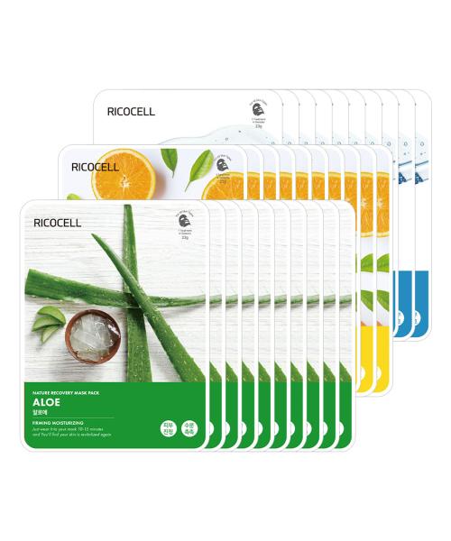 Nature Recovery Mask Pack 23g (30 sheets Planning Set) 01. Vitamin + Collagen + Aloe (10 sheets each)