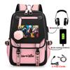 Anime Peripheral Spells Back to War Backpack Student School Bag Men's and Women's Fashion Backpack Travel Bag USB Computer Bag