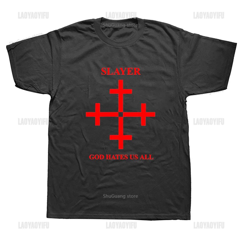 Fashion Slayers Metal  T Shirt God Hates Us All Unisex Men Women T Shirt Short Sleeve Cotton T-shirt Graphic T Shirts