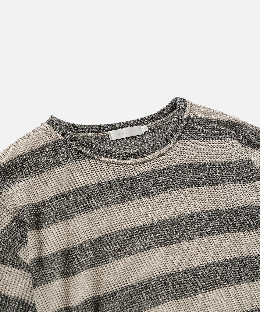 VASTIC Stripe Half Hazzi Knit_Khaki