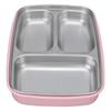Thermal Insulation Bento Lunch Box 3 Grids Leakproof 304 Stainless Steel Bento Lunch Box for Students School Office Pink