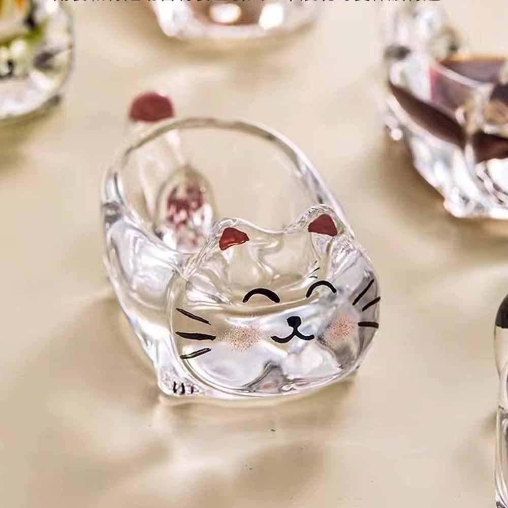 Glass Seasoning Dipping Dish Transparent Cute Sauce Dishes Cat Shaped Seasoning Dish  Sauce Serving