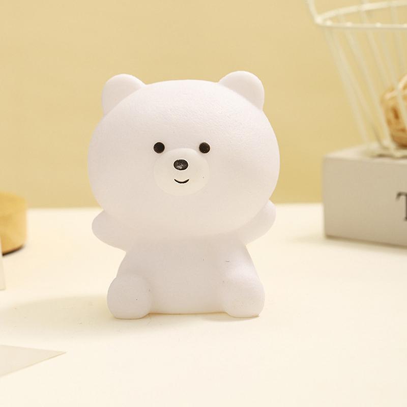 

Милый медвежонок светодиодный виниловый хлопающий светильник светодиодный ночник декомпрессионная силиконовая лампа сенсорное управление RGB ночник для настроения для детей белый