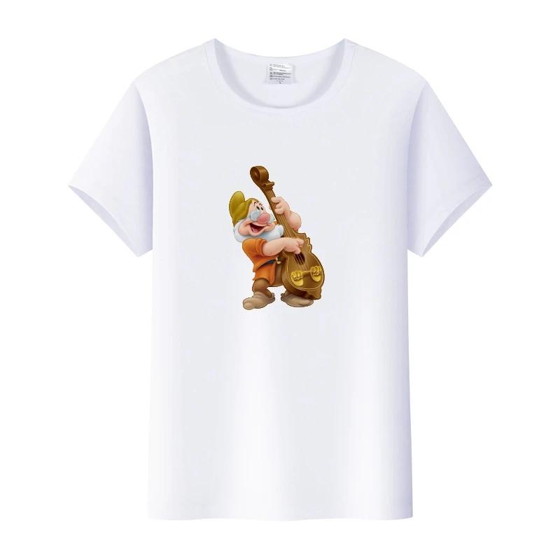 Fashion Cartoon Tees Seven Dwarfs Shirt Summer Tops Aesthetic White T-Shirts 2000s Clothes Y2k Goth Blouse Unisex