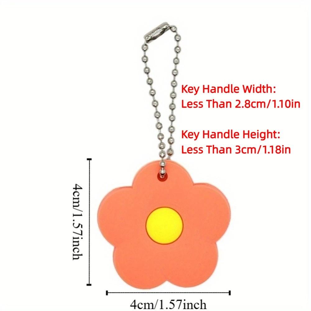 Creative Flower Keychain Soft Access Card Holder Mini Flower Key Cover Cap Girls