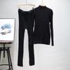 Casual Fashion Suit Women's Autumn and Winter Tight Sexy Knitted Sweater Pant Suit