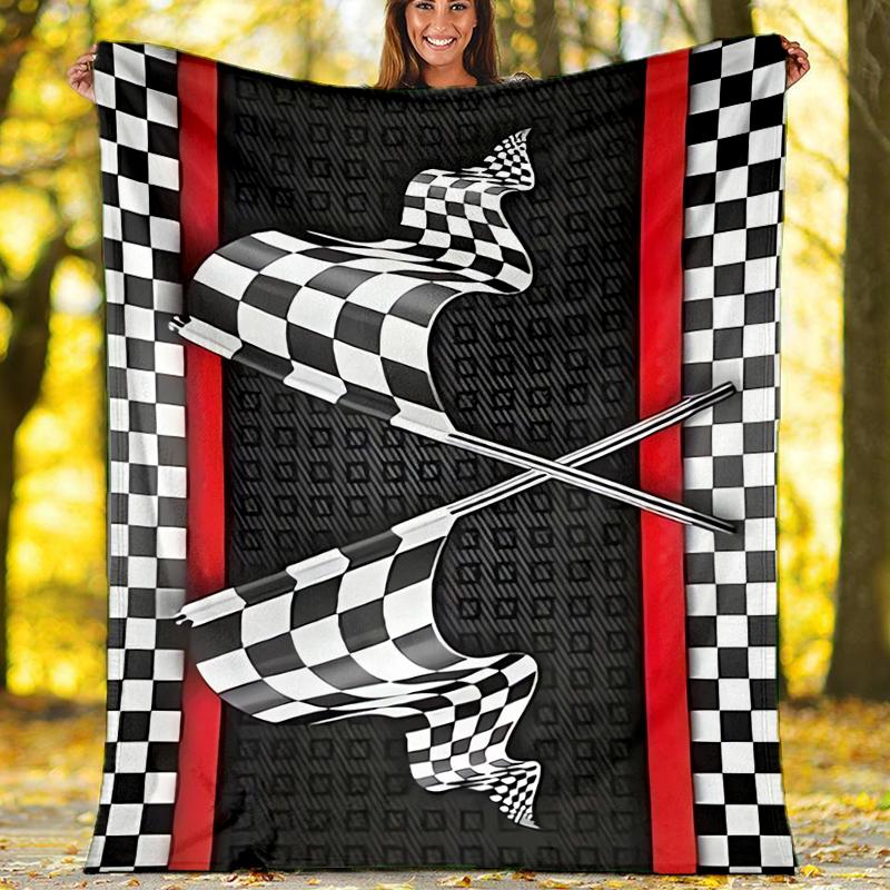 Racing Theme Printed Blanket - Perfect for Couch, Bed, Travel & Outdoor Use | Machine Washable, Cozy & Durable.
