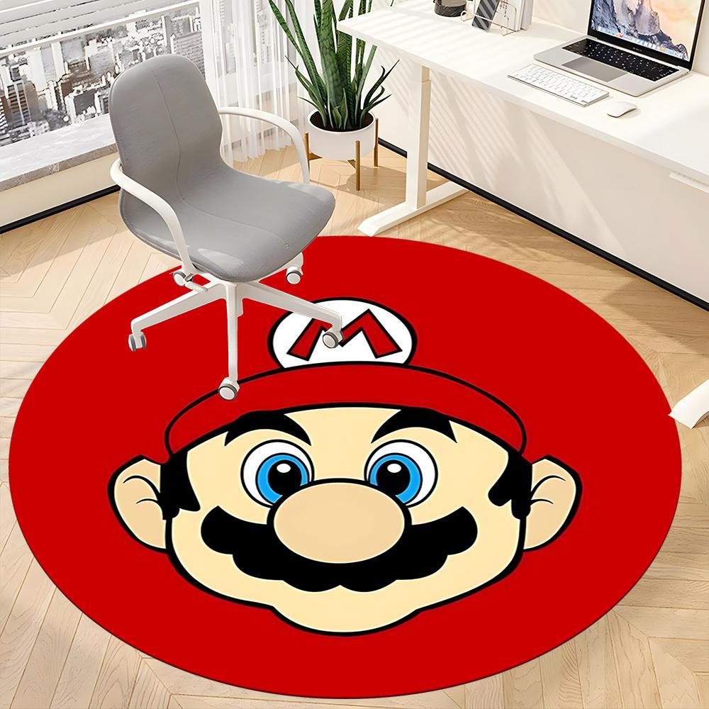 1pc Mario Red Office Round Area Rug, Indoor Mat Suitable For Office,Bedroom Living Room Home Decor, Room Deco A0926030