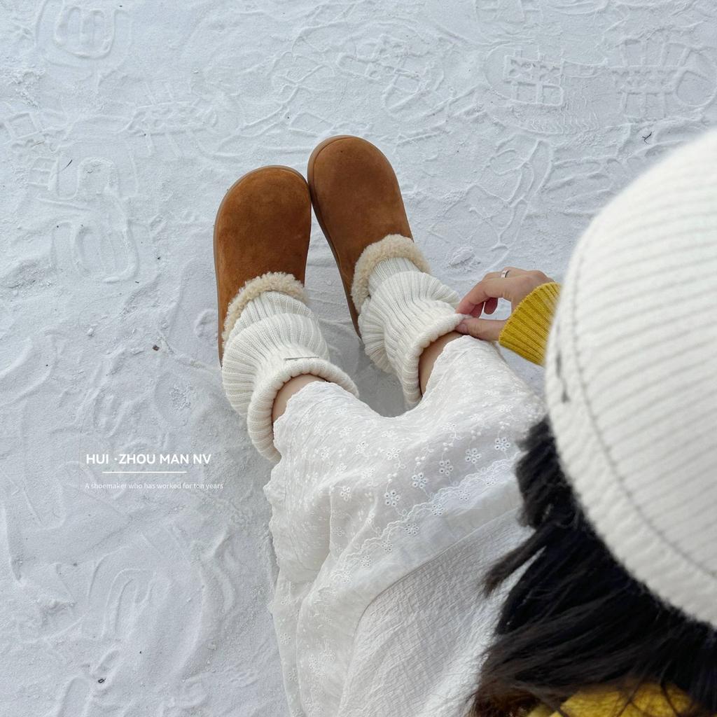 Wool Version~ Leather Retro Small Potato Velvet Boken Shoes Women's New Winter Warm Thickened Cotton Shoes Snow Boots