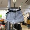 Black Gray Loose Female Jeans High Waist Shorts Wide Legs Were Thin Outside Wearing A-shaped Pencil Pants Summer