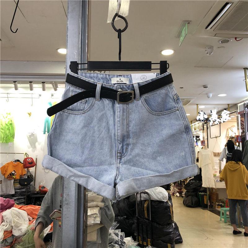 Black Gray Loose Female Jeans High Waist Shorts Wide Legs Were Thin Outside Wearing A-shaped Pencil Pants Summer