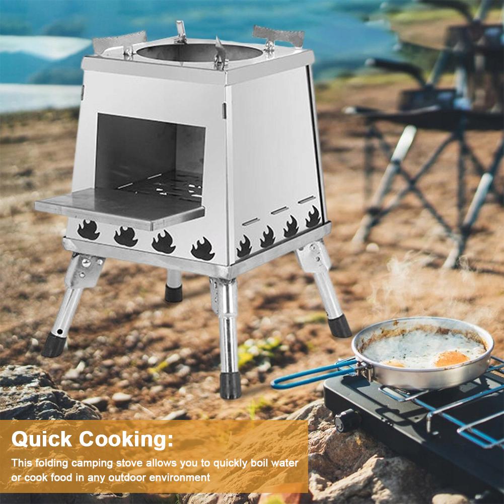 Mini Compact Folding Wood Stove Height Adjustable Portable Fire Wood Stove Stainless Steel Fire Wood Stove for Outdoor Camping