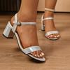 Fashion 2025 Explosive Simple Silver Sandals Summer New One-Word Internet Celebrity Fashion and Versatile High Heels