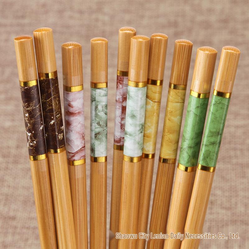 All-Platform Marble Print Mold-Proof Anti-Slip Five-Color Natural Nanmu Bamboo Chopsticks