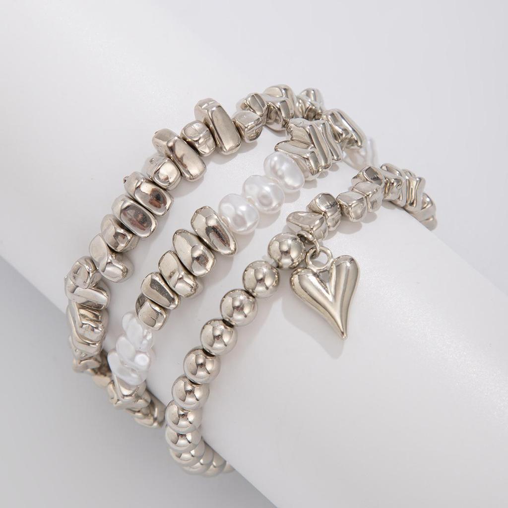 3Pcs/Set Irregular CCB Stone Chain Bracelets Jewelry Party Accessories Geometric Heart-Shaped Pendant Bracelet 2025 New