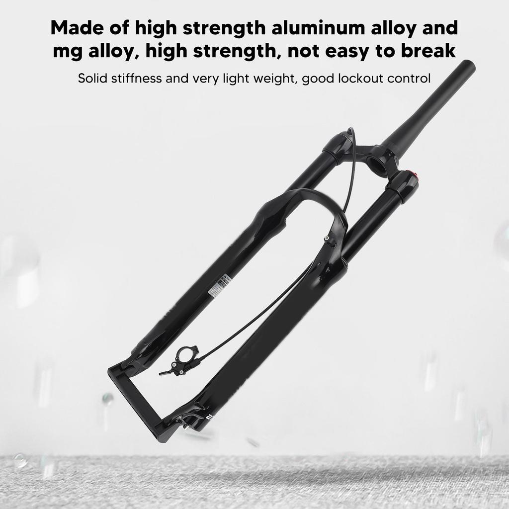Mountain Bike Front Fork 26in Air Fork Bicycle Shock Absorbing Front Fork Tapered Remote Lockout Black Tube