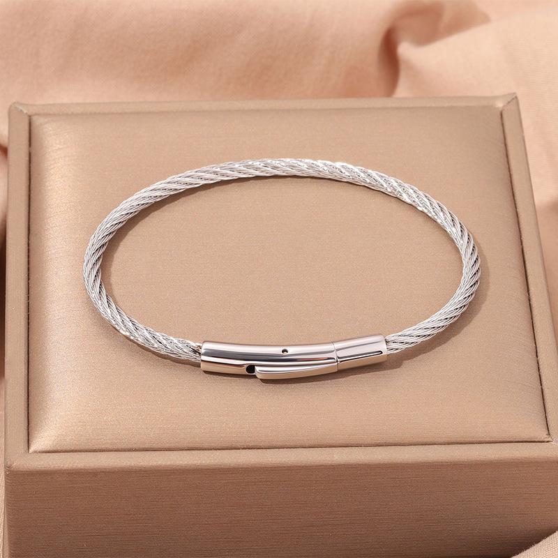 Popular, Personalized Trend, Retro Stainless Steel Winding Geometric , Pearl Steel Wire