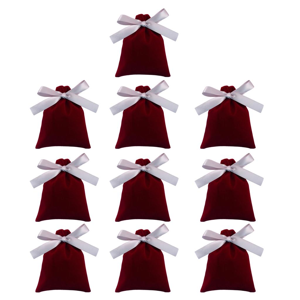 10Pcs Velvets Drawstring Pouch Butterfly Knot Closure Bag for Jewelry and Cosmetics Storage Stylish Gift Packaging Bags